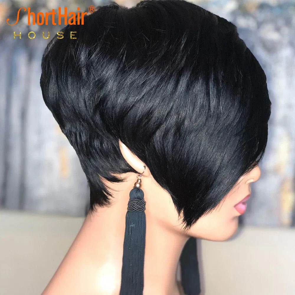 Pixie Short Cut Straight Bob Wig With Bangs