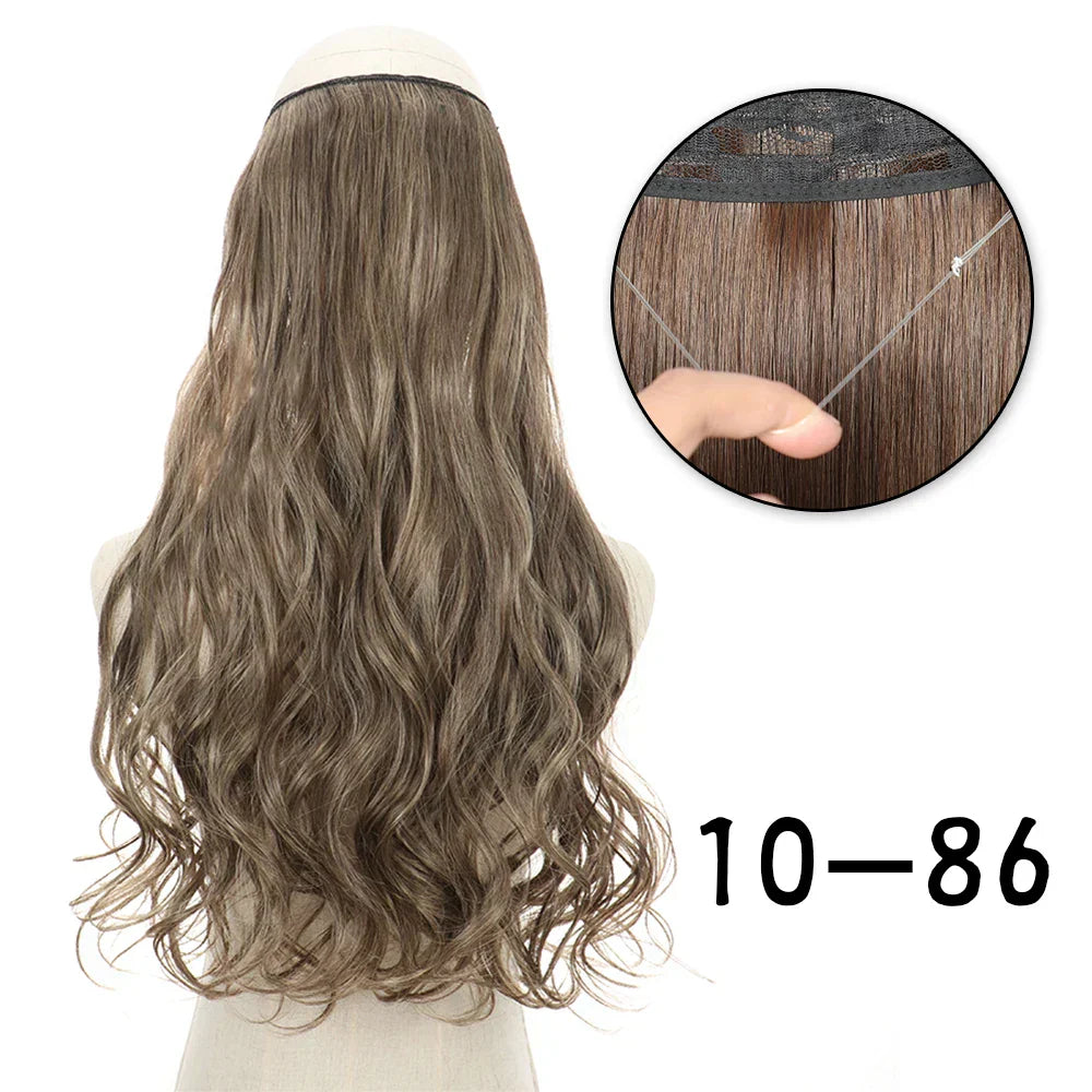 Hair Extensions No Clips Synthetic Fake Hair Ombre