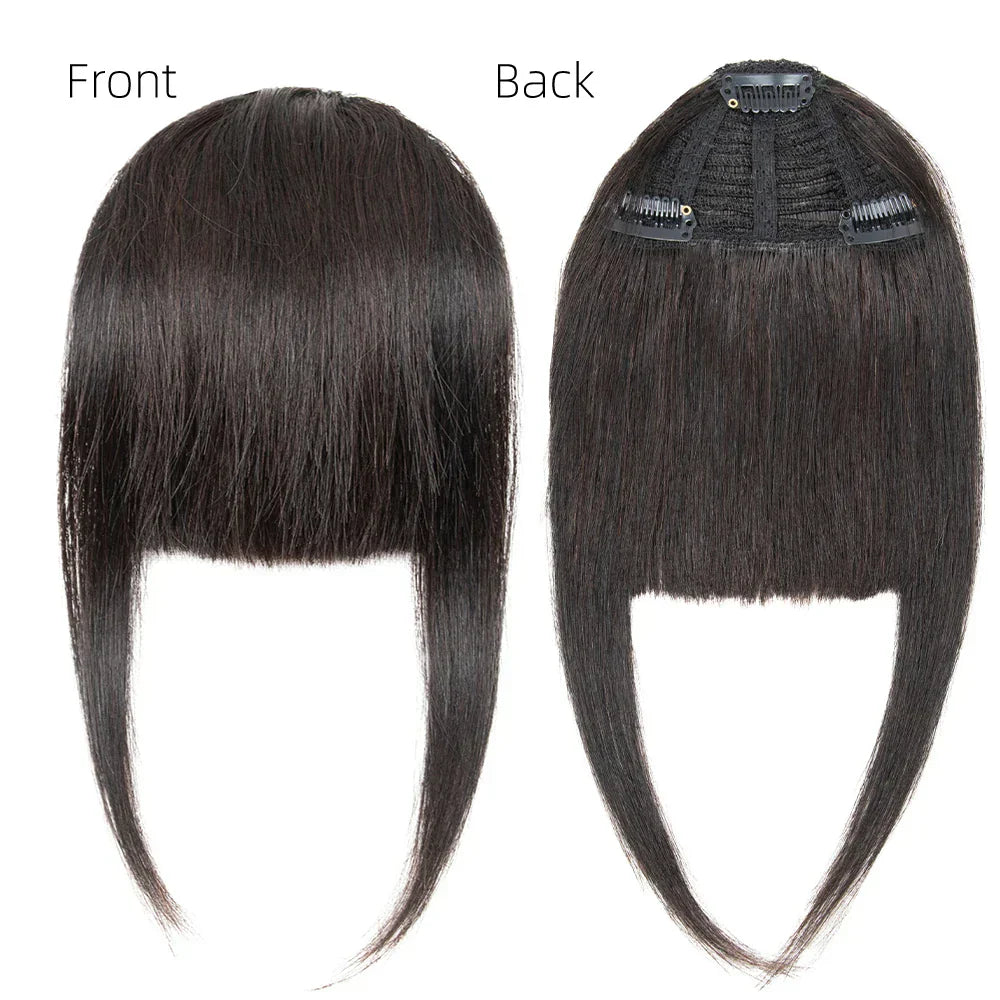 Isheeny Human Hair Bangs Clips In Black Blunt