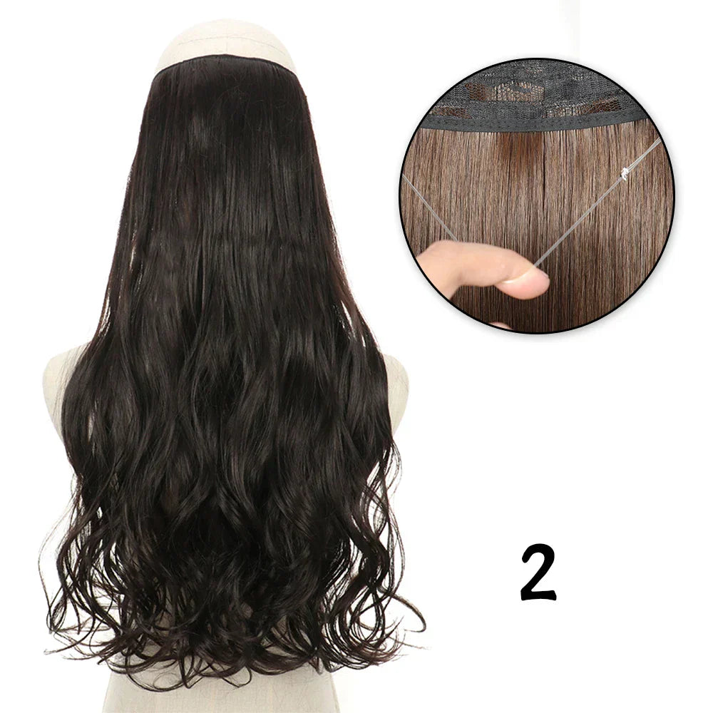 Hair Extensions No Clips Synthetic Fake Hair Ombre