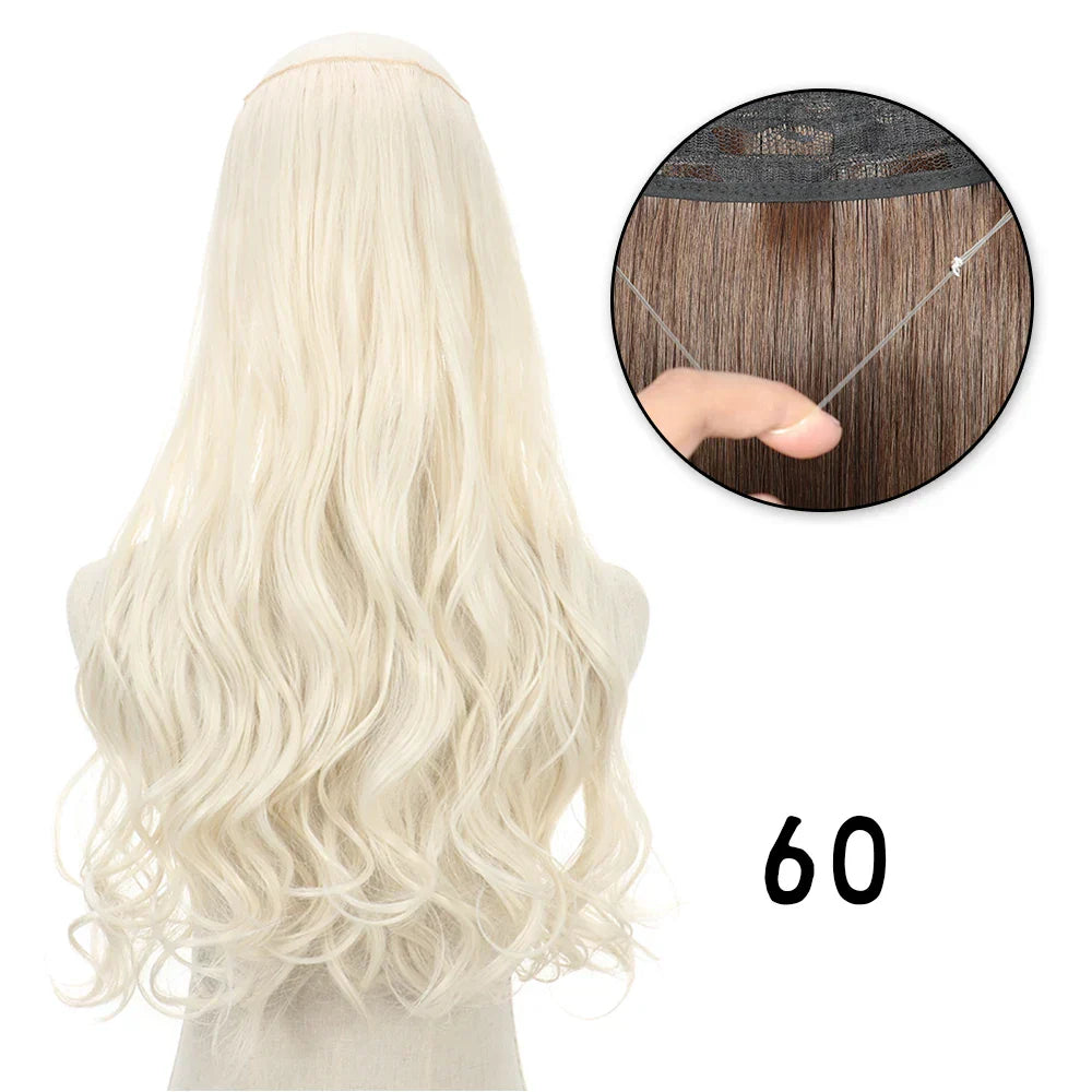 Hair Extensions No Clips Synthetic Fake Hair Ombre