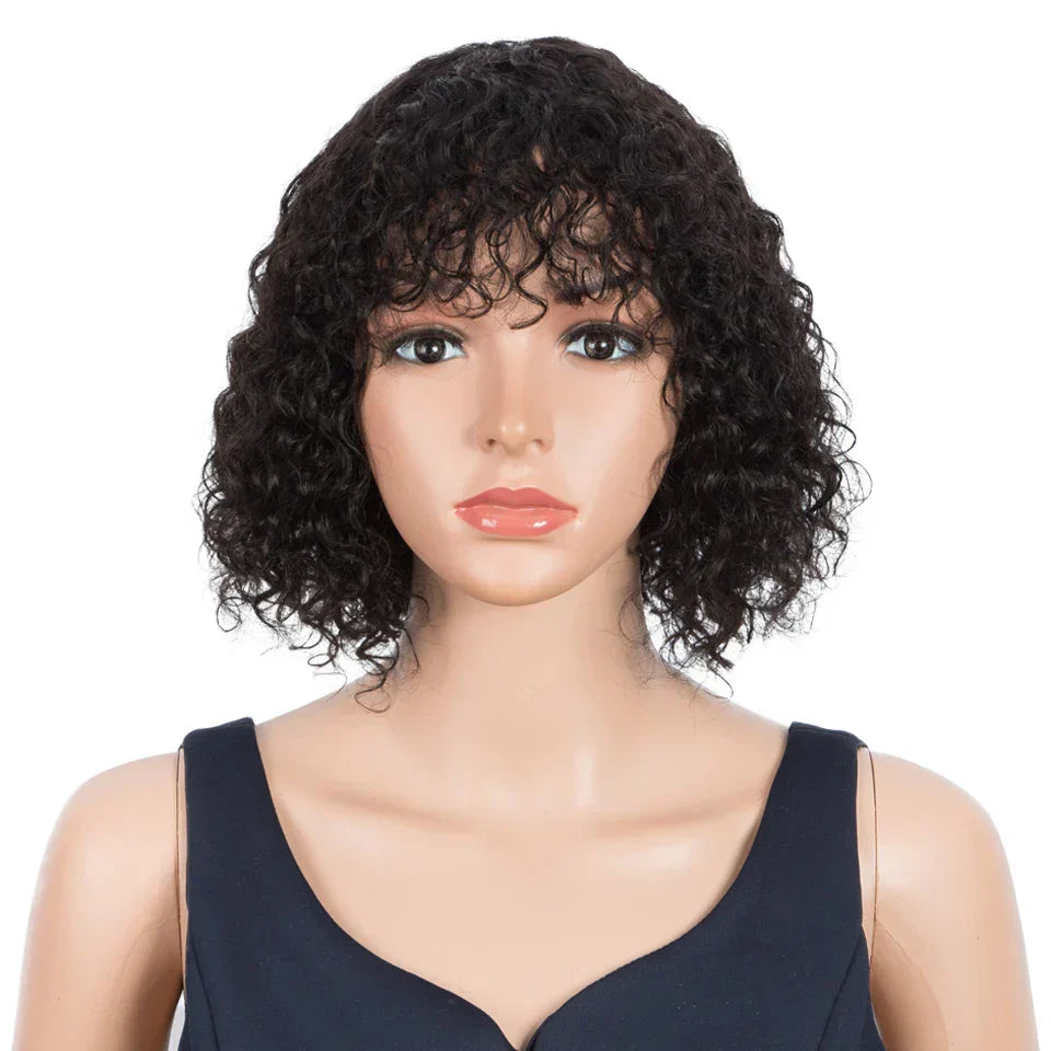 Trueme Curly Human Hair Wigs Colored Brazilian Bob
