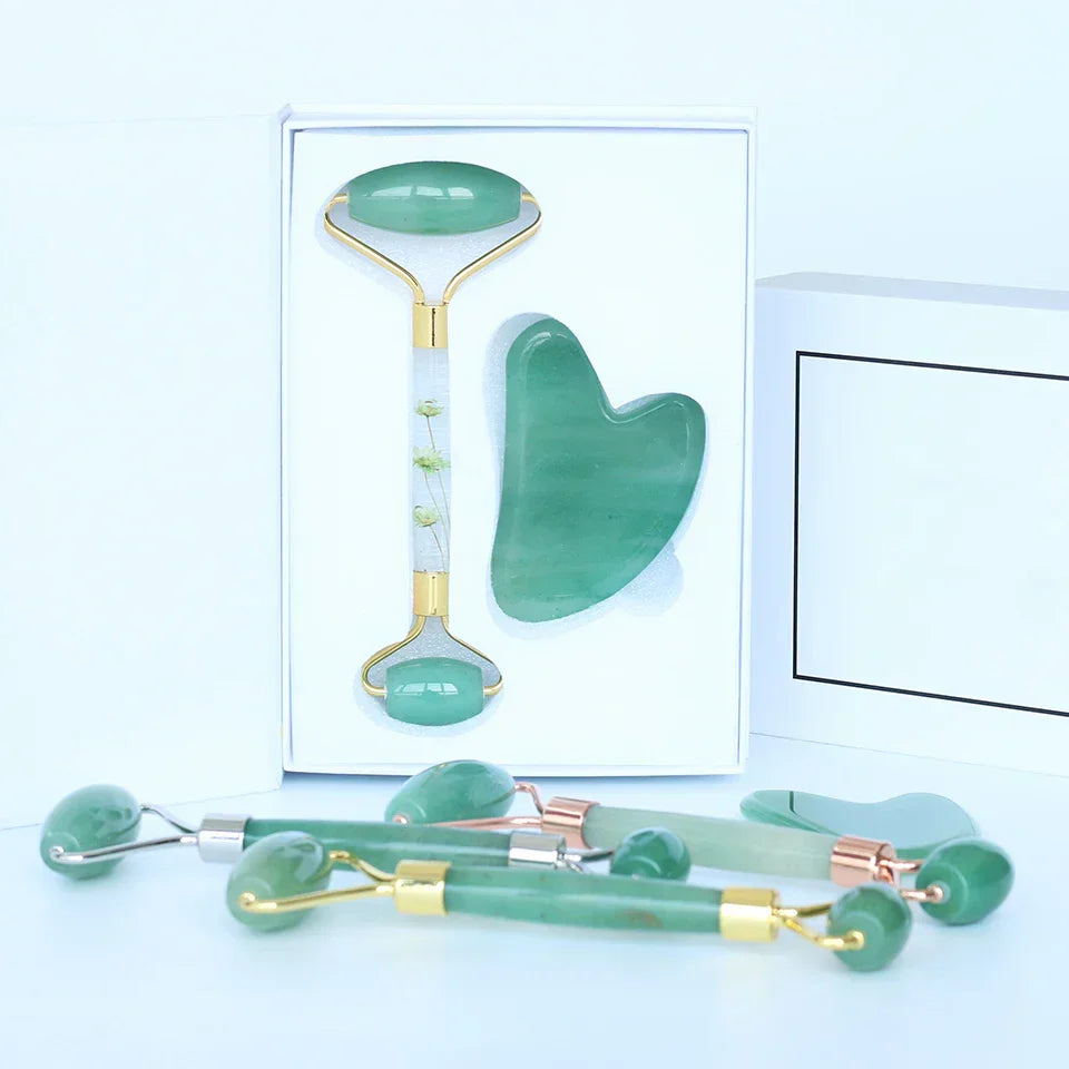 Natural Green Jade Roller Gua Sha Facial