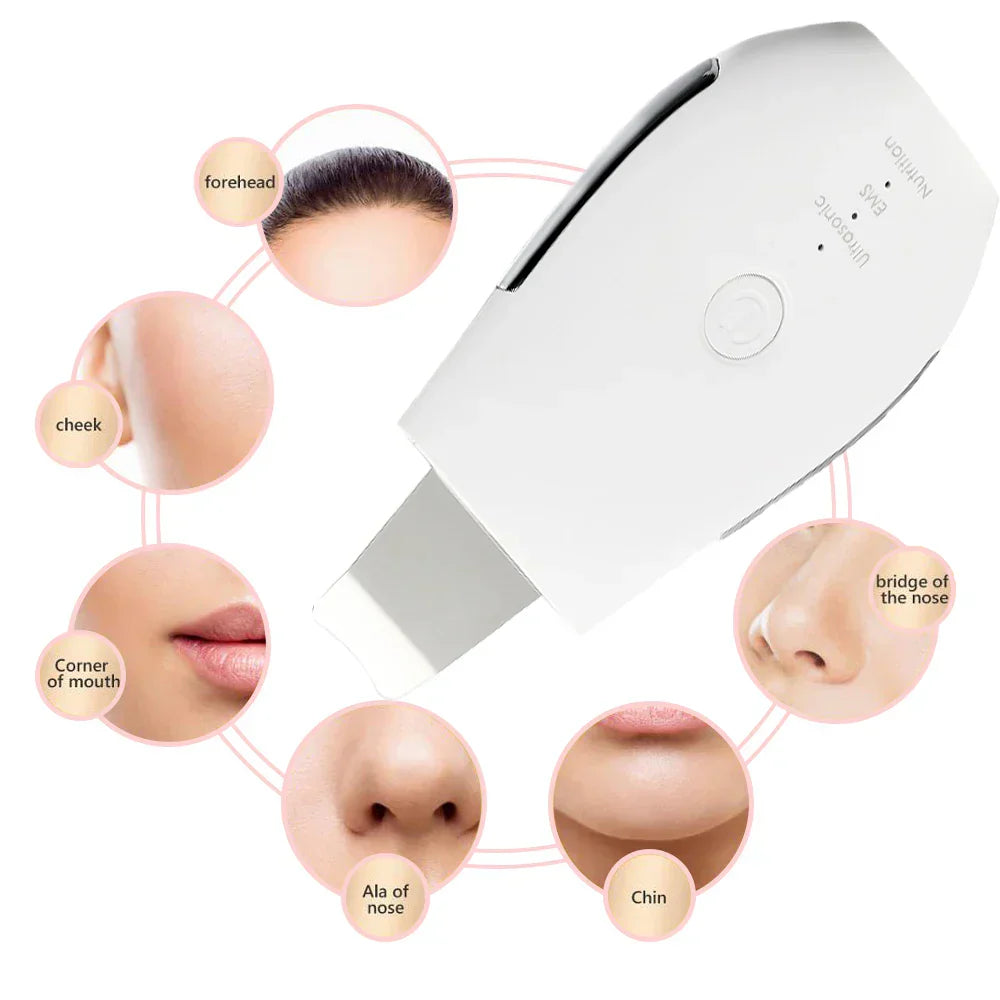 Rechargeable Ultrasonic Face Skin Scrubber Facial Cleaner Peeling
