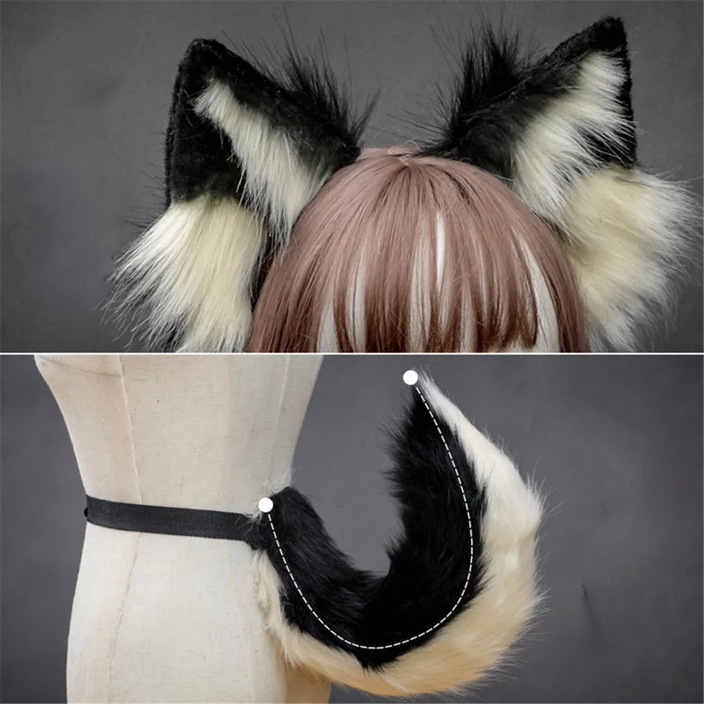 Plush Dog Cat Ears Cosplay Lolita Headband Dog