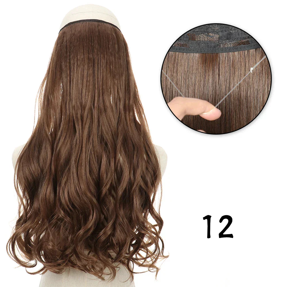 Hair Extensions No Clips Synthetic Fake Hair Ombre