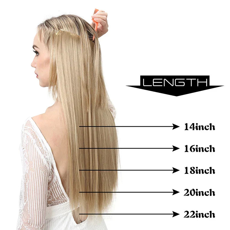 Synthetic Hair Extension No Clip Natural Hair Piece