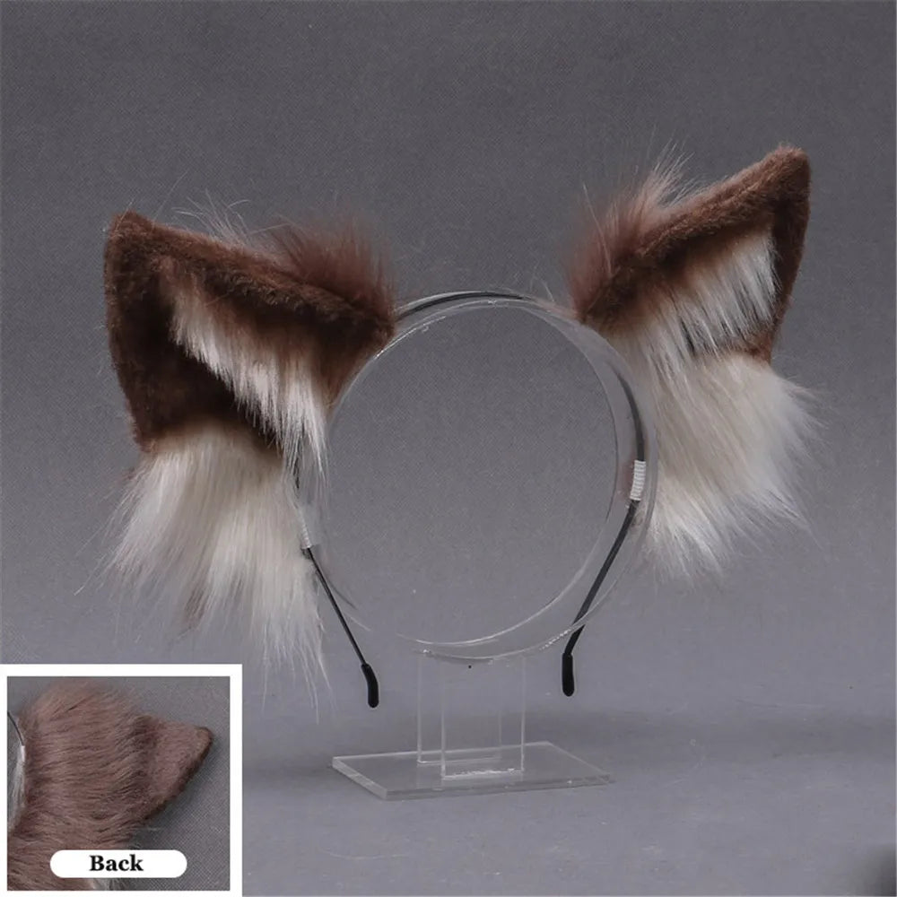 Plush Dog Cat Ears Cosplay Lolita Headband Dog