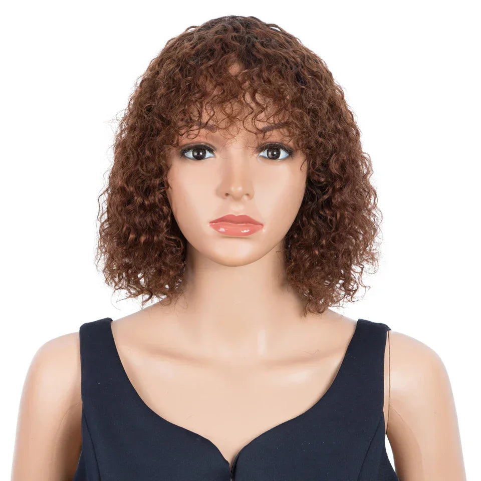 Trueme Curly Human Hair Wigs Colored Brazilian Bob