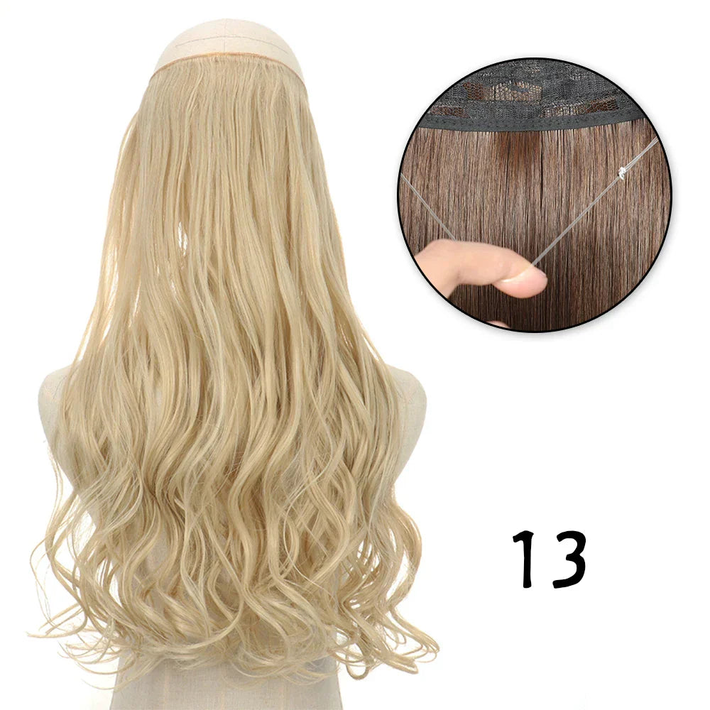 Hair Extensions No Clips Synthetic Fake Hair Ombre