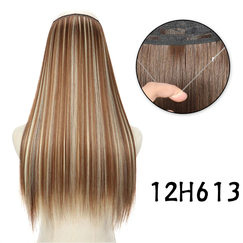 Hair Extensions No Clips Synthetic Fake Hair Ombre