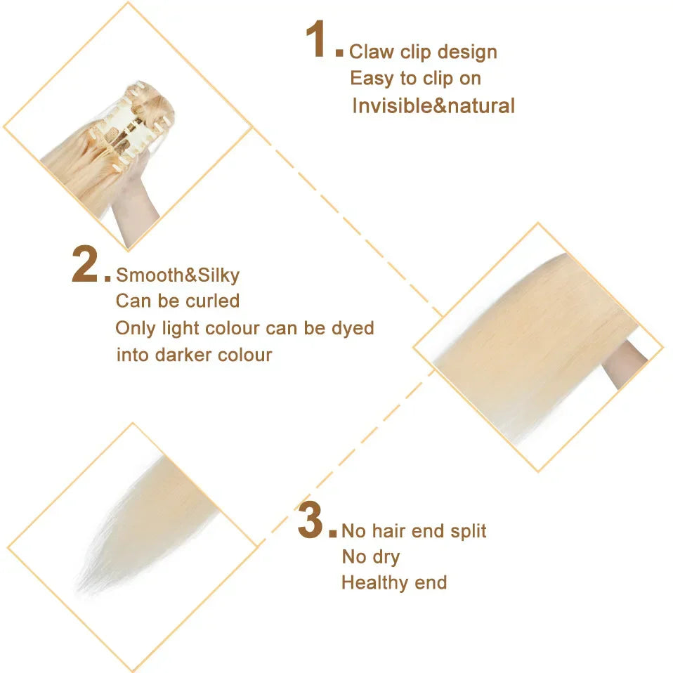 S-Noilite Ponytail Human Hair -Inches Claw Clip In