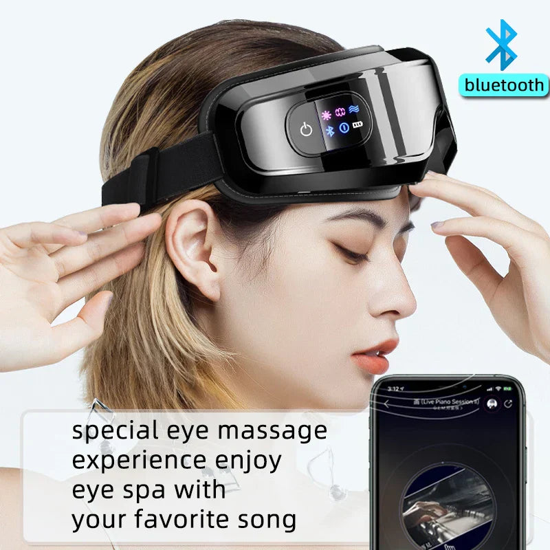 Heated Eye Massager - 16D Smart Airbag Vibration with Bluetooth