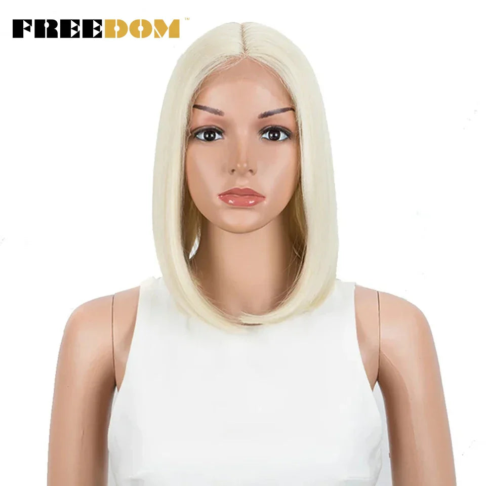 Freedom Straight Synthetic Lace Wigs Short Bob Ombre