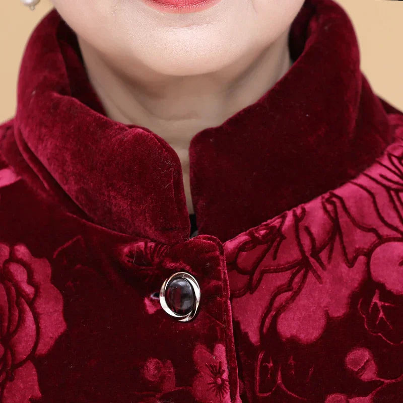 New Middle-Aged Old People Winter Jackets Gold Velvet