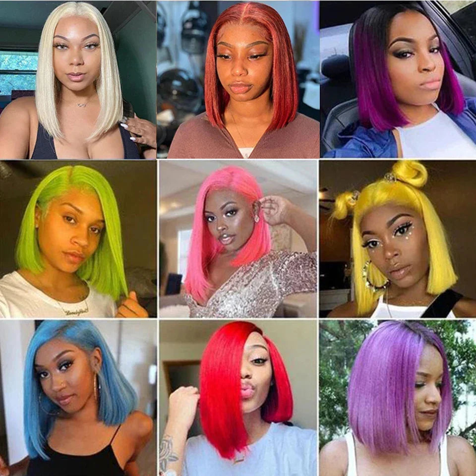 Sleek Ginger Orange Lace Front Short Bob Wigs