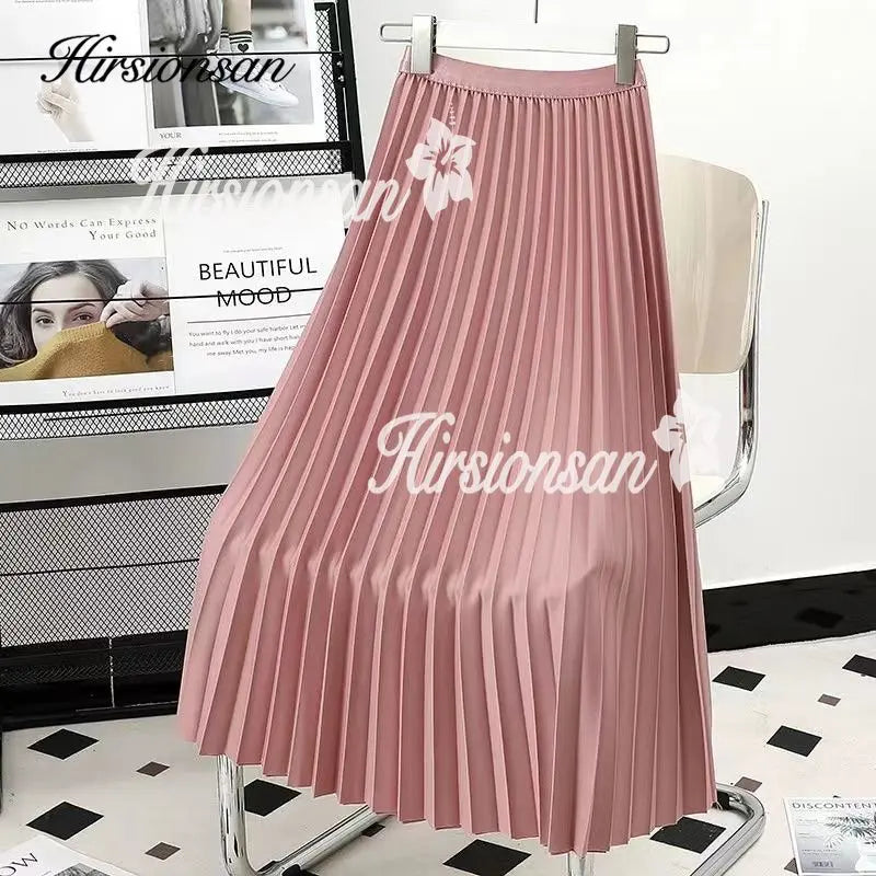 Hirsionsan Pleated Skirts Women Autumn New Korean Fashion
