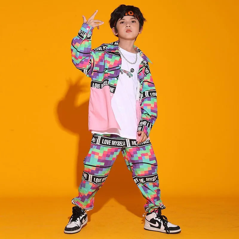 Kid Cool Hip Hop Clothing Checkered Pink Shirt