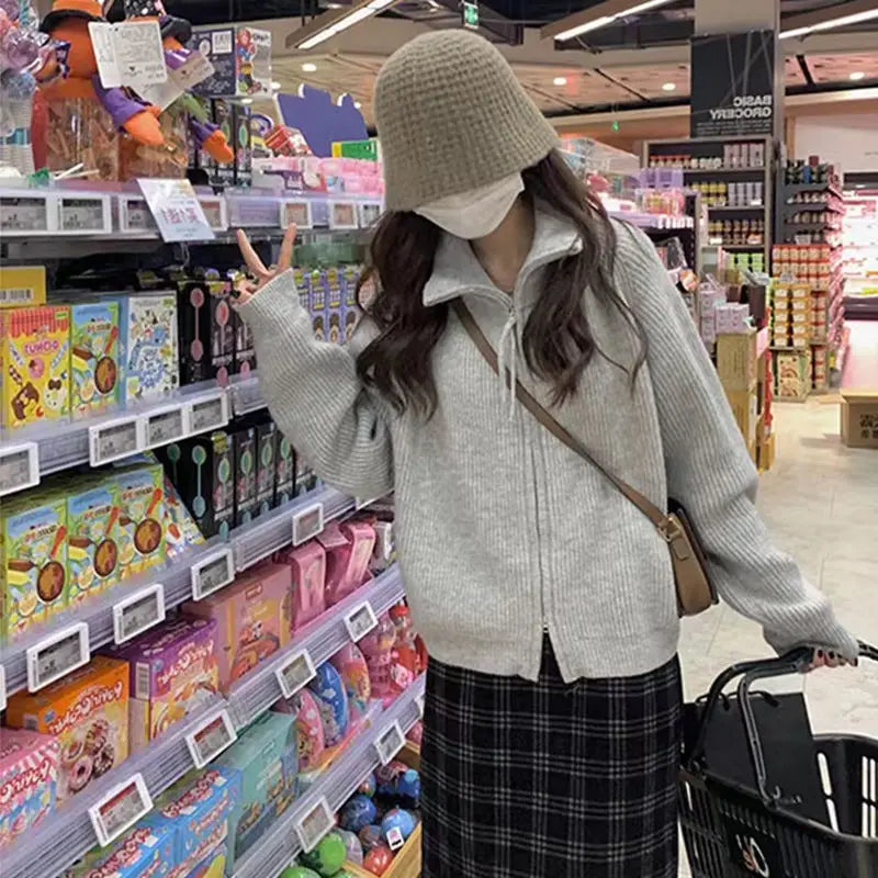 Knitted Cardigan Sweater Female Spring And Autumn Lapel