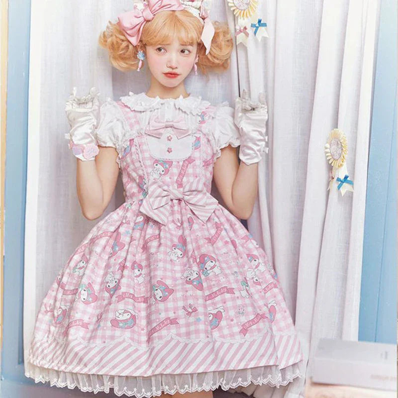 Lolita Sweet Cartoon Print Princess Dress Women Cute