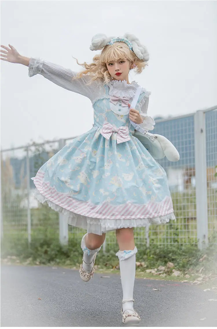 Lolita Sweet Cartoon Print Princess Dress Women Cute
