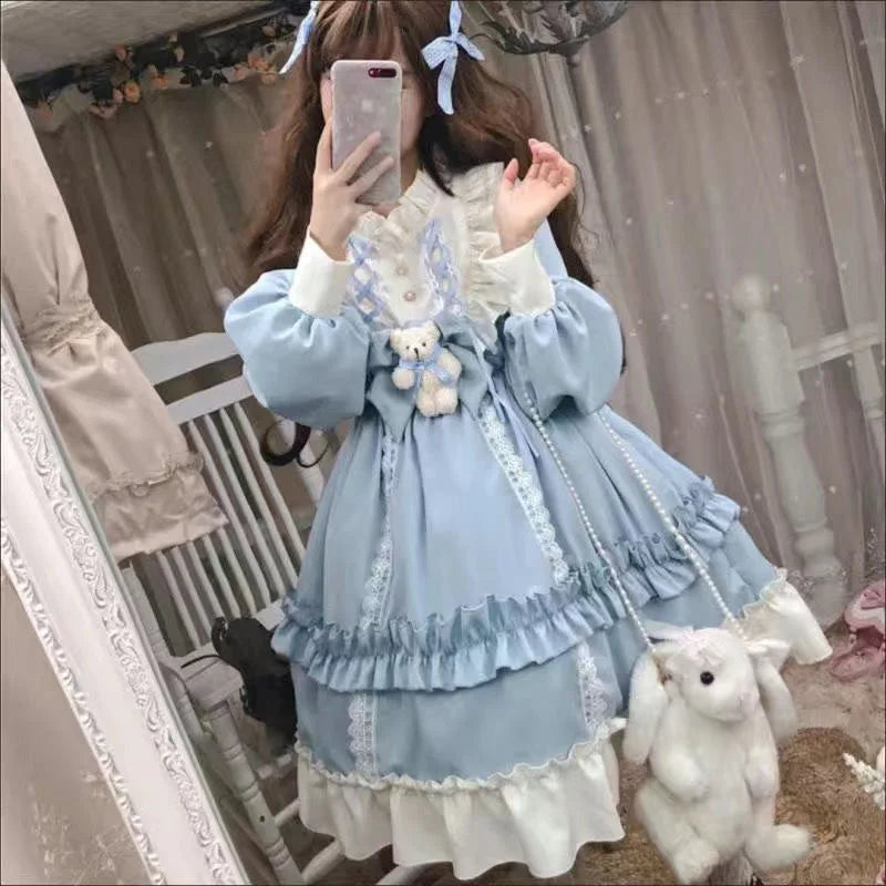 Long Sleeve Bear Bow Detail Lolita Long Sleeve