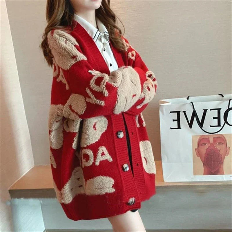 Loose Sweater Oversize Woman Christmas Sweater Coat Korean