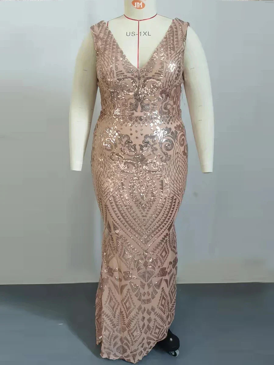 Missord Gold Sequin Wedding Party Dress Elegant Women