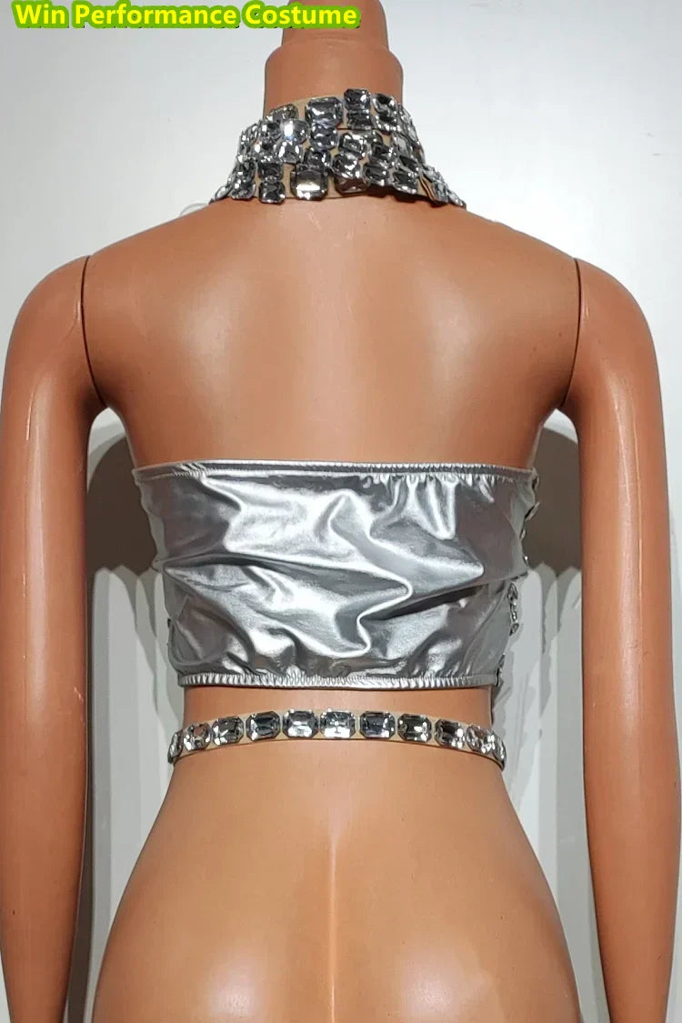 Momo Fashion Hot Diamond Tight Hanging Neck Wrapped