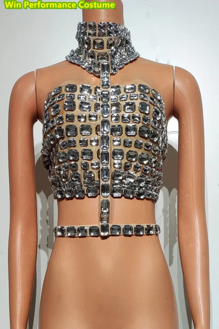 Momo Fashion Hot Diamond Tight Hanging Neck Wrapped