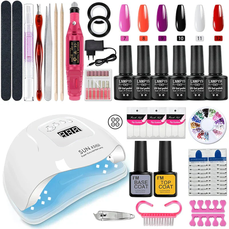 Nail Set Acrylic Manicure Kit Uv Lamp Dryer