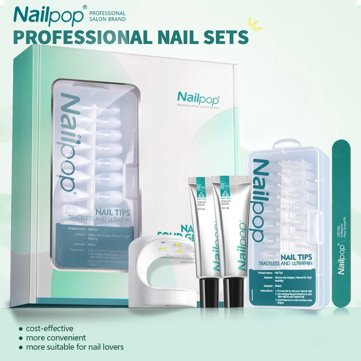 Nailpop Nail Tips And Glue Gel Nail Kit