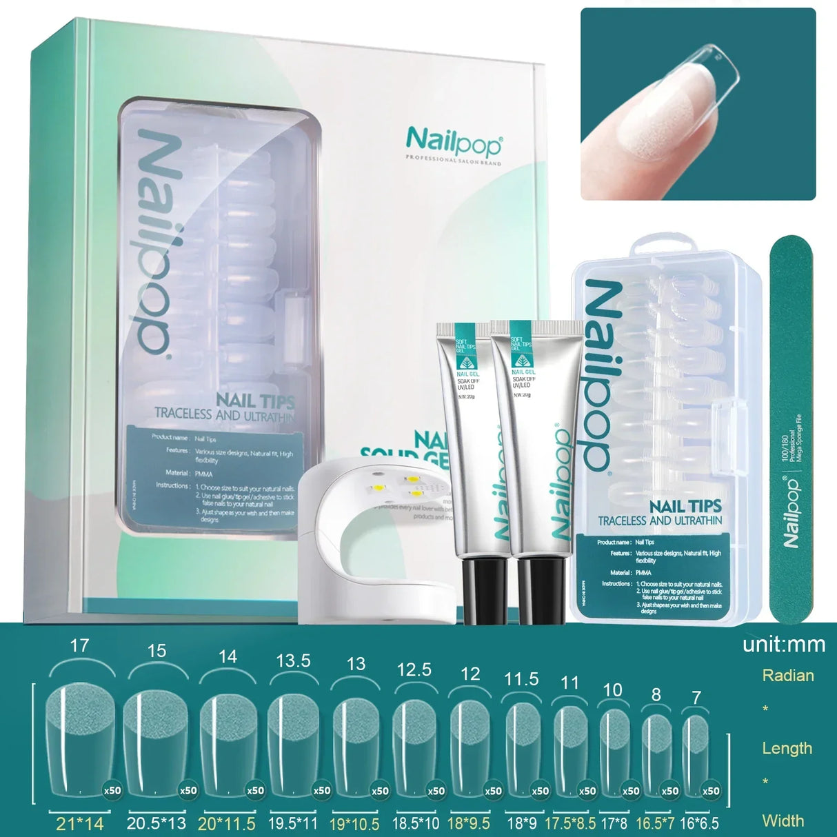Nailpop Nail Tips And Glue Gel Nail Kit