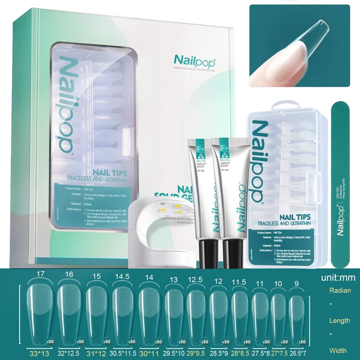 Nailpop Nail Tips And Glue Gel Nail Kit