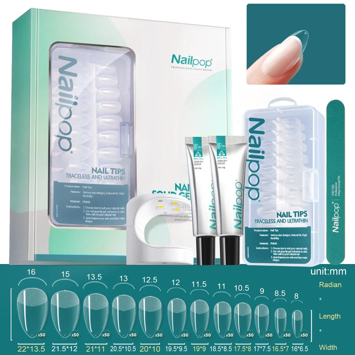 Nailpop Nail Tips And Glue Gel Nail Kit