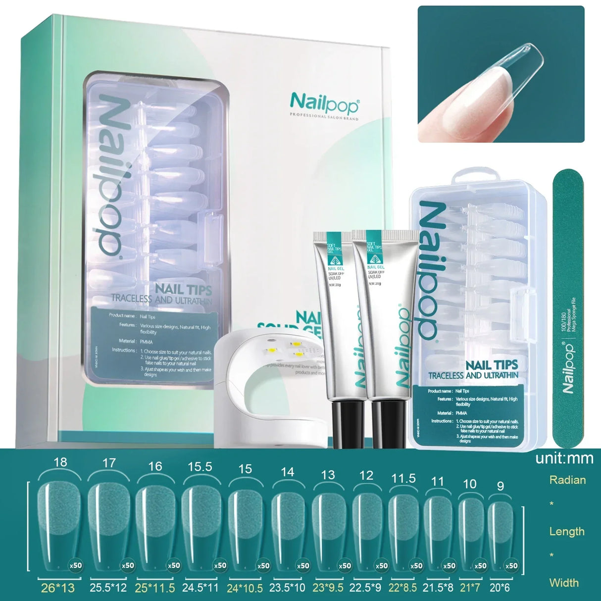 Nailpop Nail Tips And Glue Gel Nail Kit