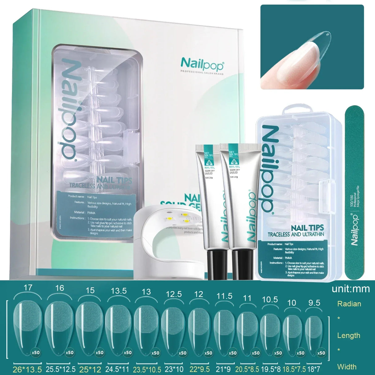 Nailpop Nail Tips And Glue Gel Nail Kit