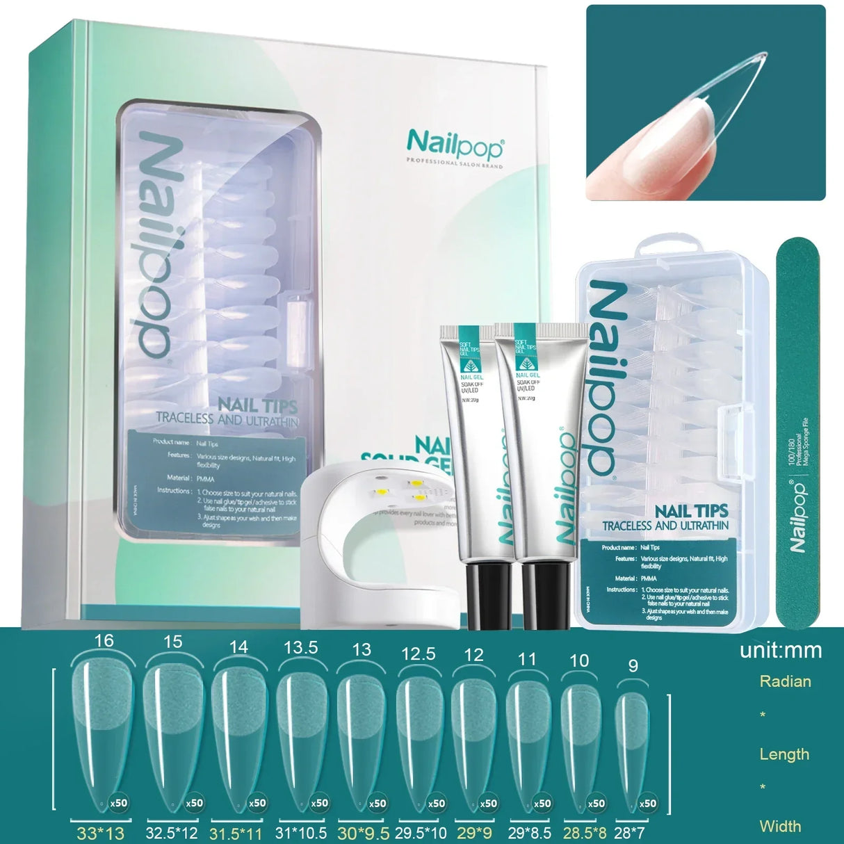 Nailpop Nail Tips And Glue Gel Nail Kit