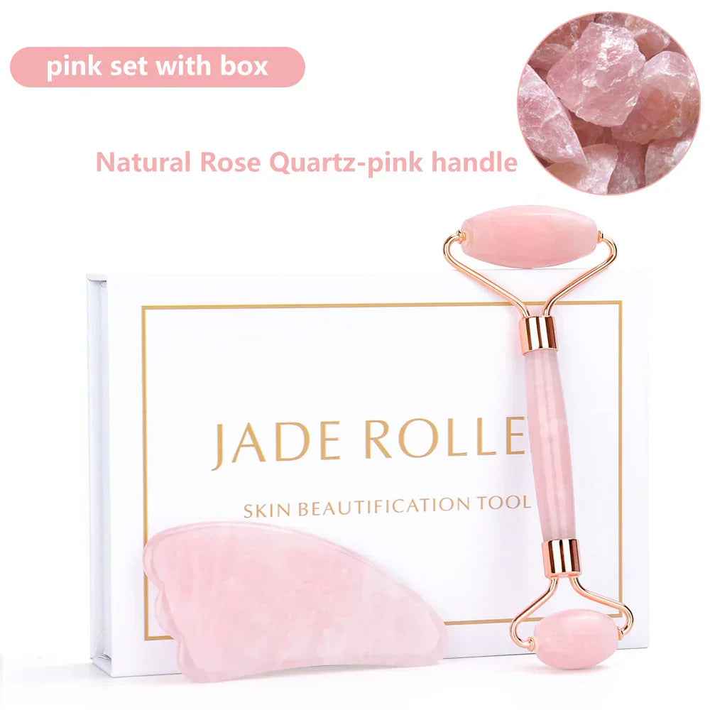 Natural Rose Quartz Jade Roller Gua Sha