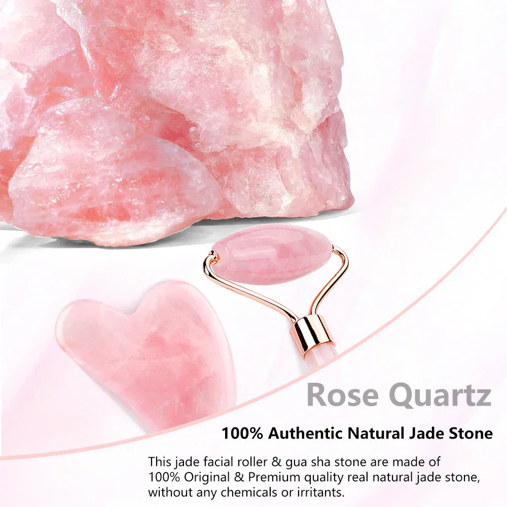 Natural Rose Quartz Jade Roller Gua Sha