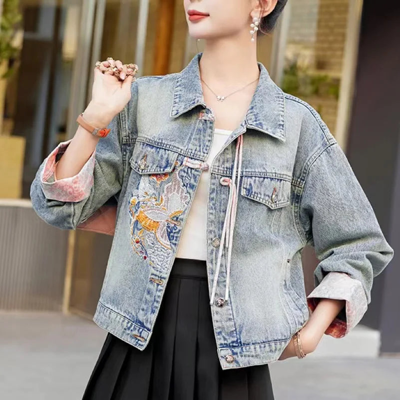 New Spring Women Denim Jacket And Coat Chinese