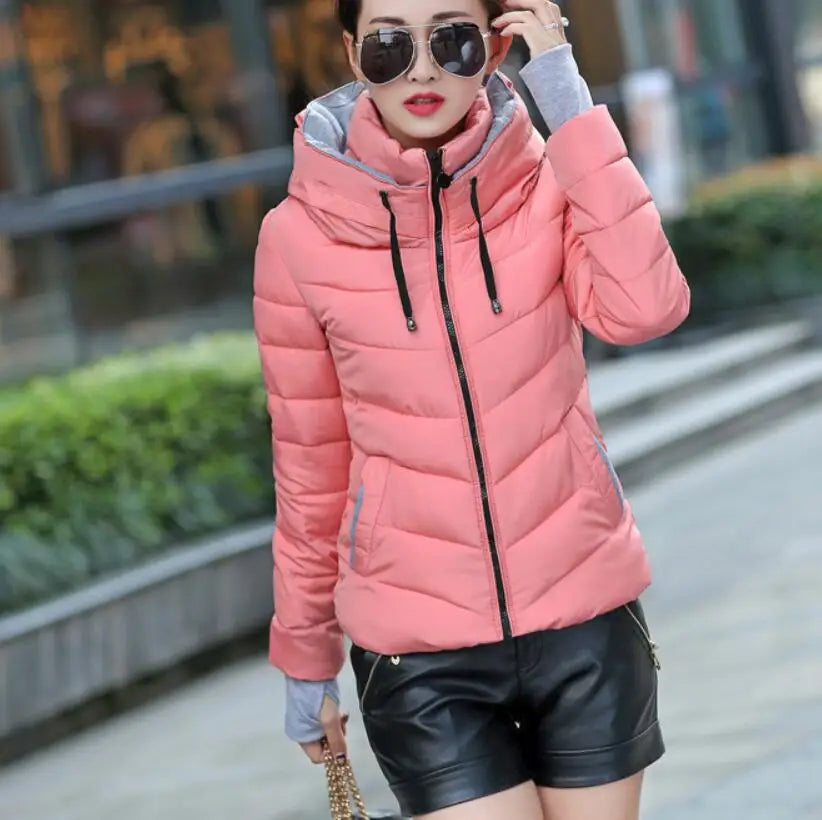 New Women' Cotton Coat Short Outwear Standing Collar