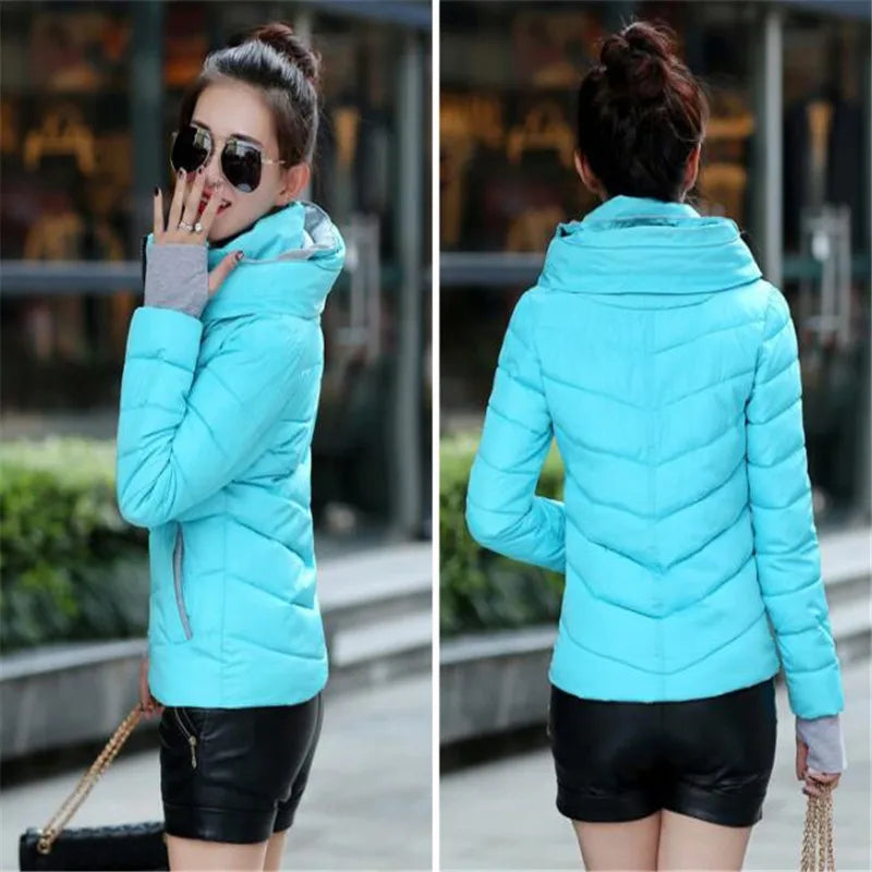 New Women' Cotton Coat Short Outwear Standing Collar