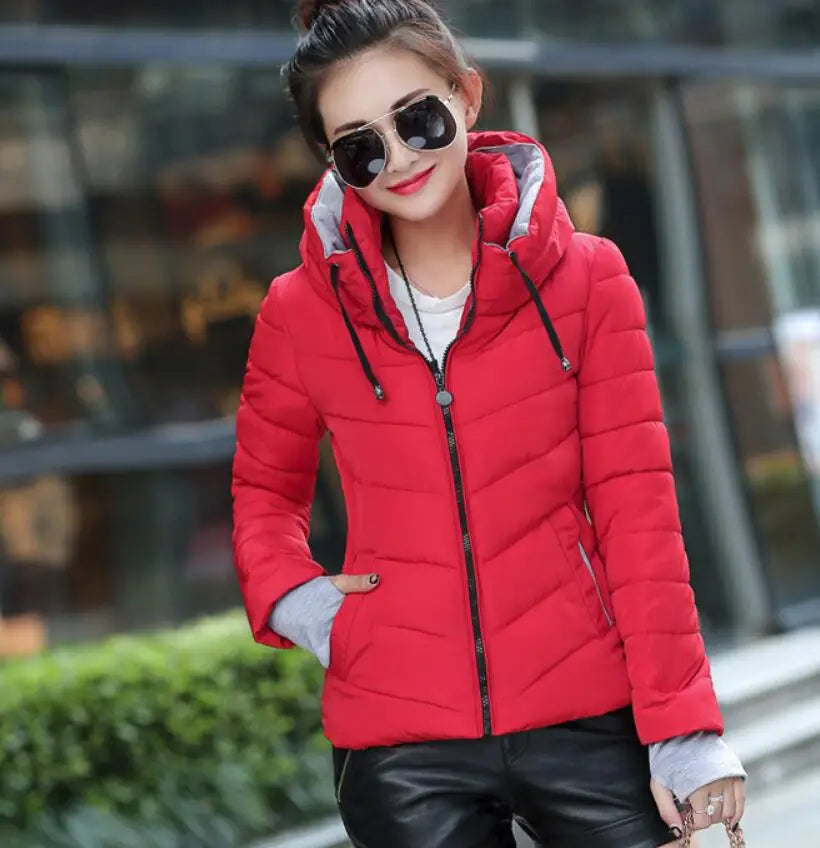 New Women' Cotton Coat Short Outwear Standing Collar