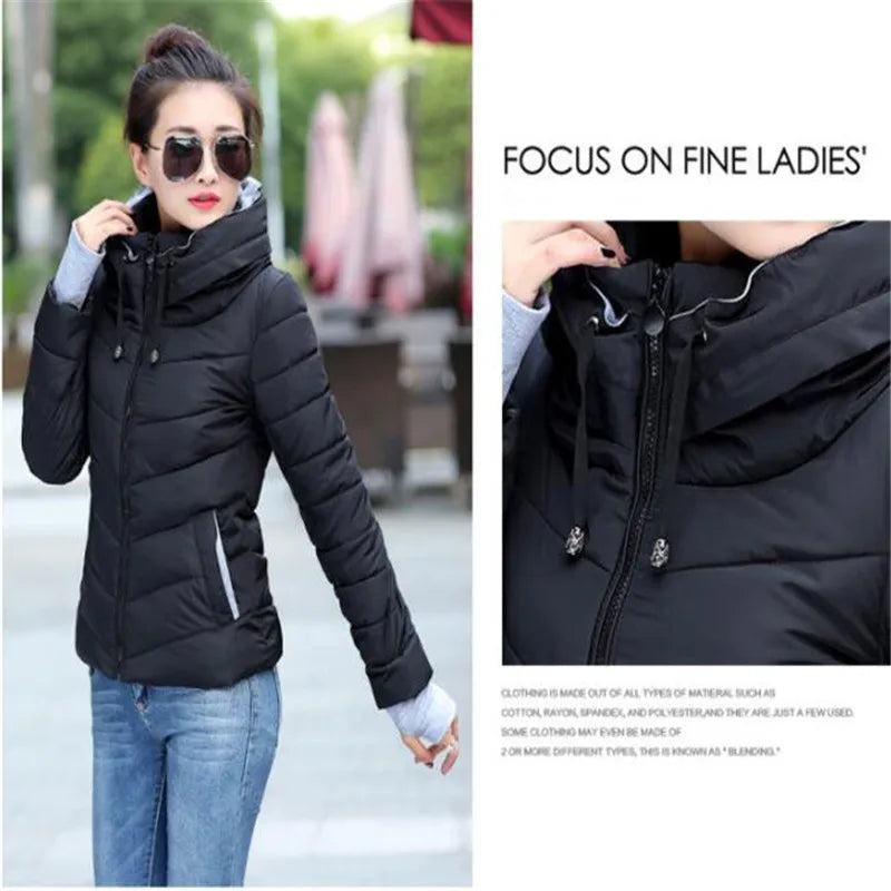 New Women' Cotton Coat Short Outwear Standing Collar