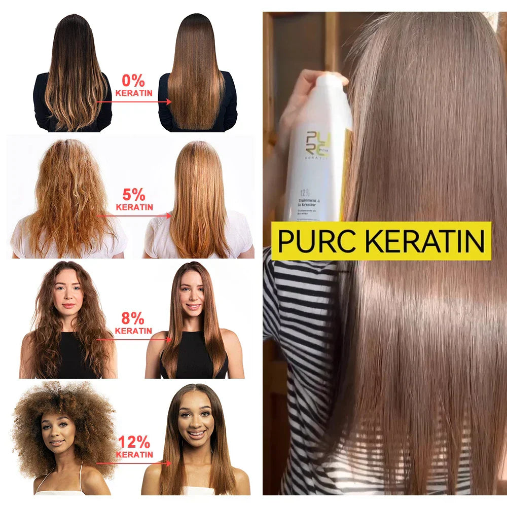 Purc Keratin Hair Straightening Smoothing Treatment For Curly