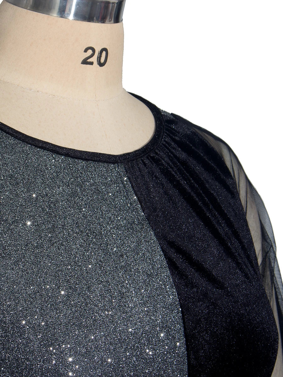 Party Dresses For Women Elegant Sequin Embellished Patchwork