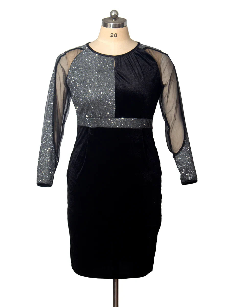 Party Dresses For Women Elegant Sequin Embellished Patchwork