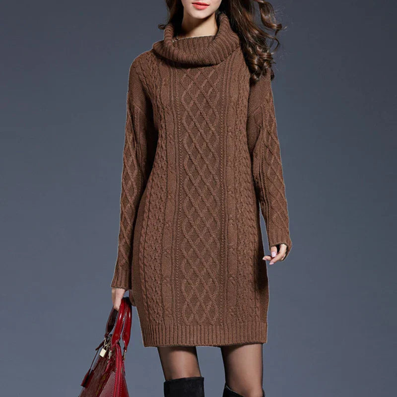 Women Casual Knitted Long Sleeve Winter Dresses Sweater