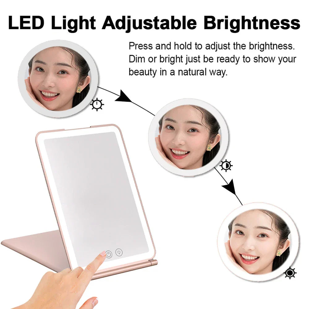 Portable Foldable Travel Makeup Mirror With Led Light
